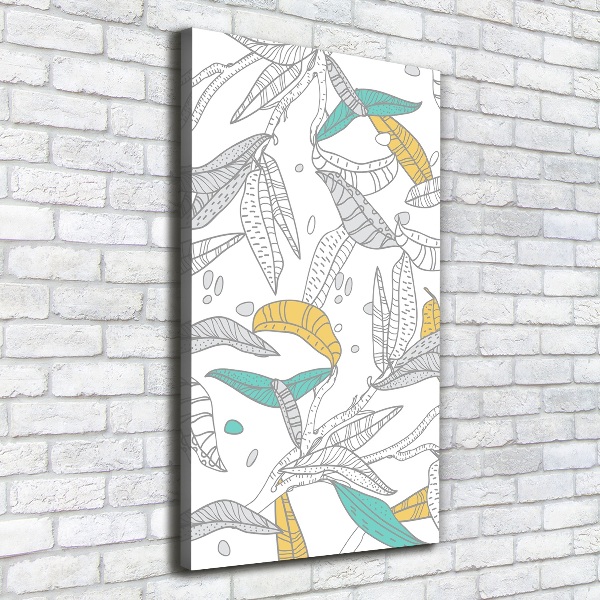 Cuadro canvas decorativo para salón vertical Hojas coloridas
