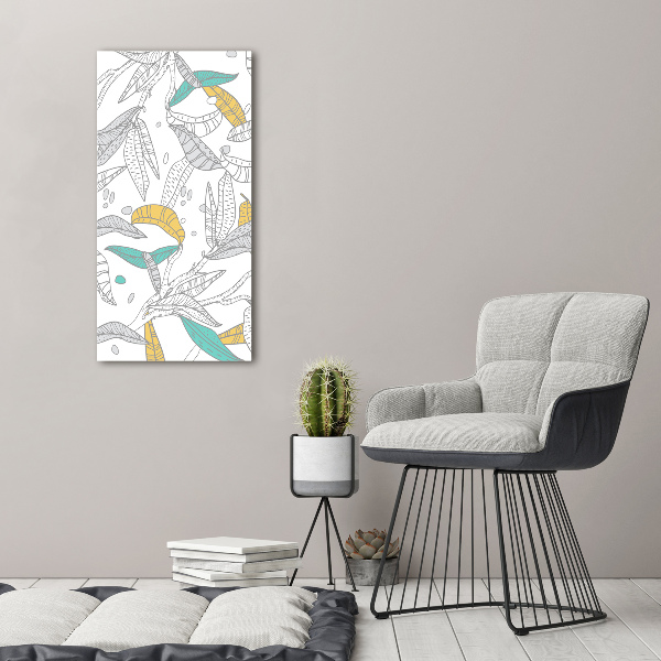 Cuadro canvas decorativo para salón vertical Hojas coloridas