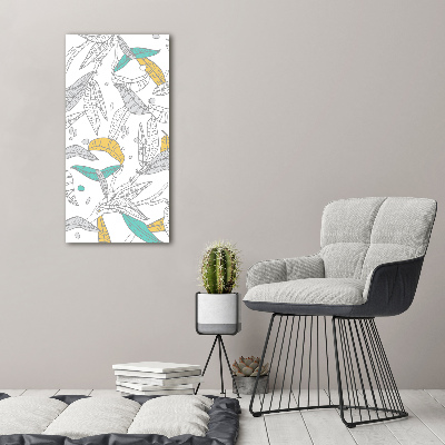 Cuadro canvas decorativo para salón vertical Hojas coloridas