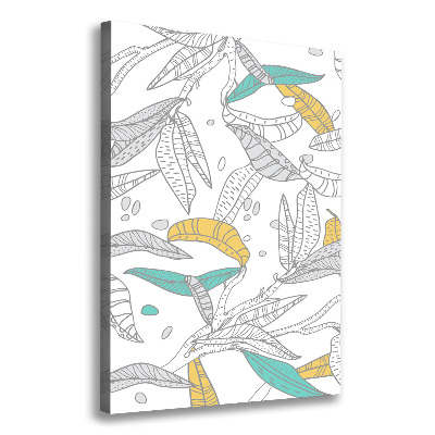 Cuadro canvas decorativo para salón vertical Hojas coloridas