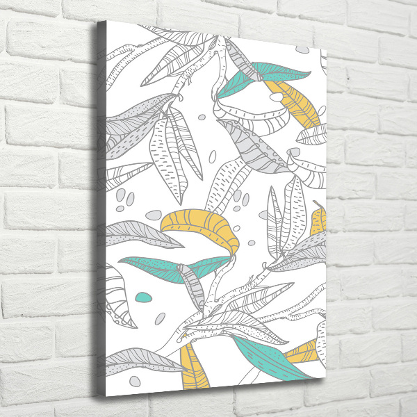 Cuadro canvas decorativo para salón vertical Hojas coloridas