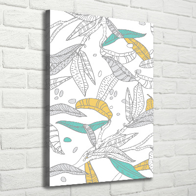 Cuadro canvas decorativo para salón vertical Hojas coloridas