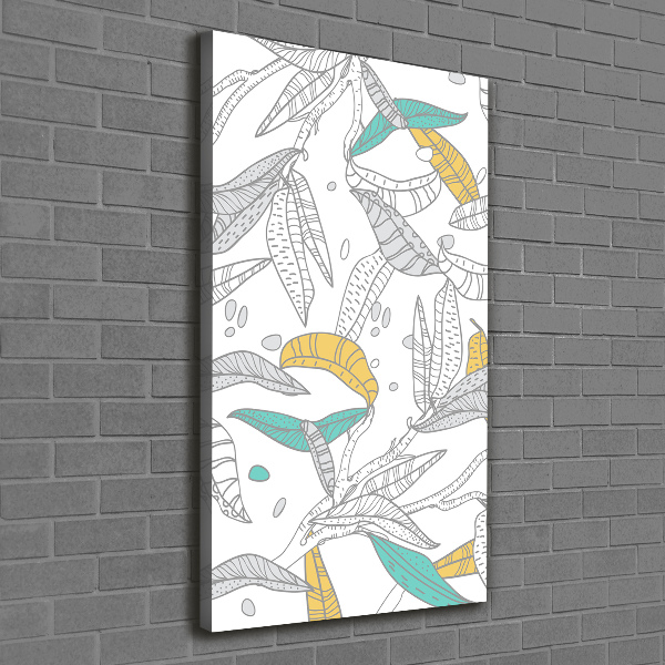 Cuadro canvas decorativo para salón vertical Hojas coloridas