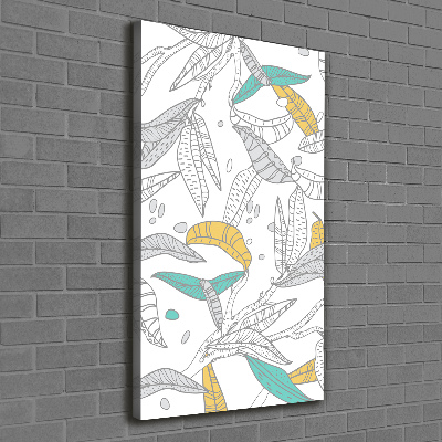 Cuadro canvas decorativo para salón vertical Hojas coloridas