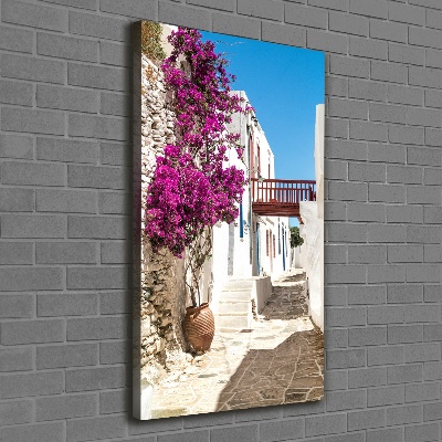 Cuadro canvas decorativo para salón vertical calles griegas