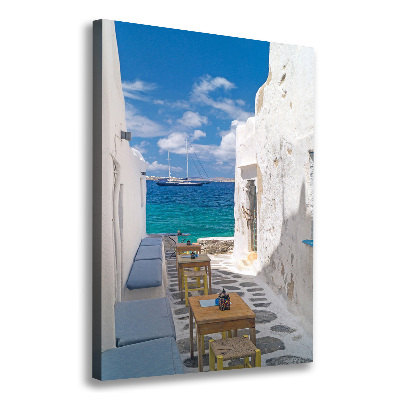 Cuadro moderno en lienzo resistente uv vertical calles griegas