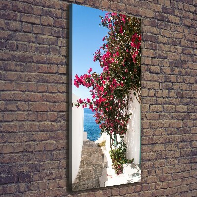 Impresión en lienzo vertical calles griegas