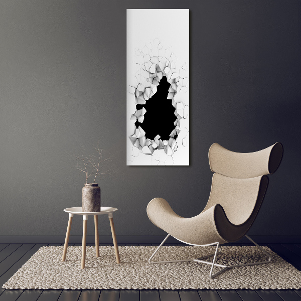 Cuadro canvas decorativo para salón vertical Agujero en la pared