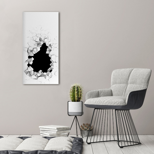 Cuadro canvas decorativo para salón vertical Agujero en la pared