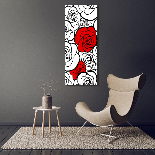 Cuadro moderno en lienzo resistente uv vertical Rosas