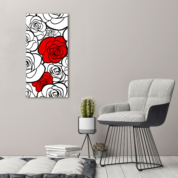 Cuadro moderno en lienzo resistente uv vertical Rosas