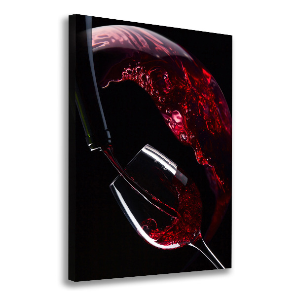 Cuadro canvas decorativo para salón vertical Vino tinto