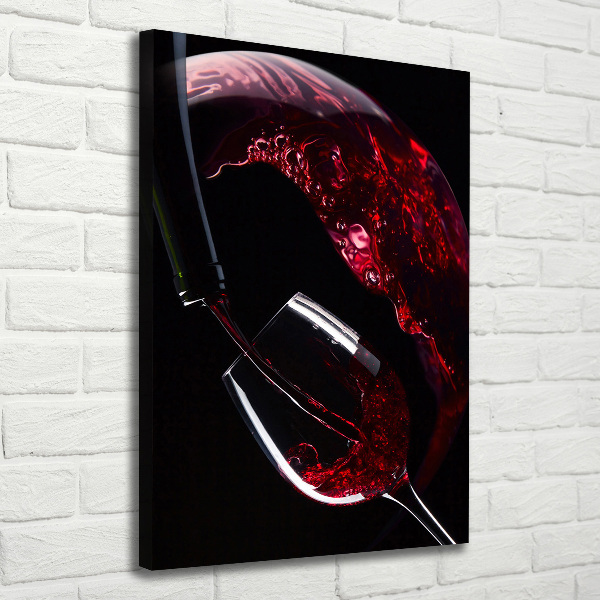 Cuadro canvas decorativo para salón vertical Vino tinto