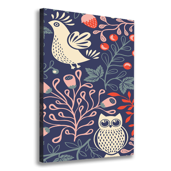 Fotografía en lienzo vertical Gallo gallina búho