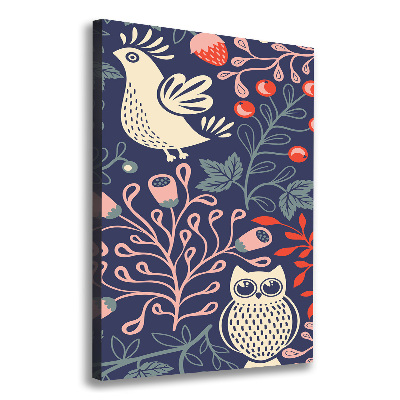 Fotografía en lienzo vertical Gallo gallina búho