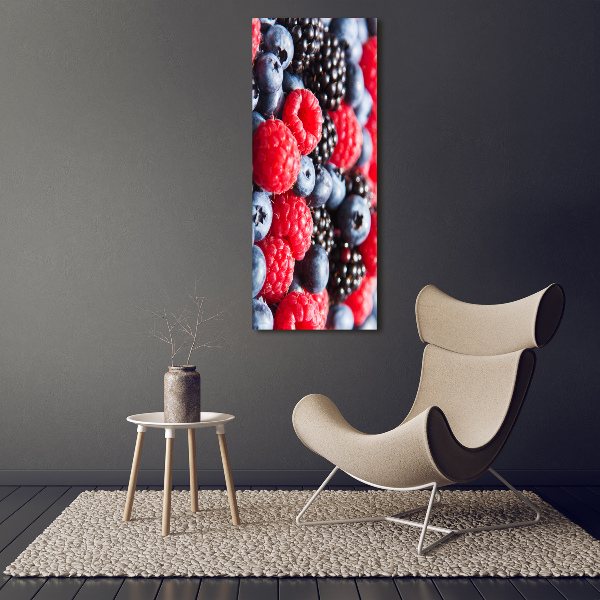 Cuadro canvas decorativo para salón vertical Frutos del bosque