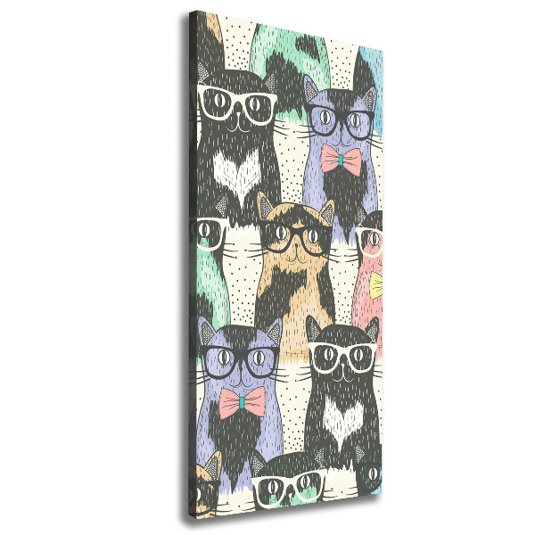 Cuadro moderno en lienzo resistente uv vertical Gatos con gafas