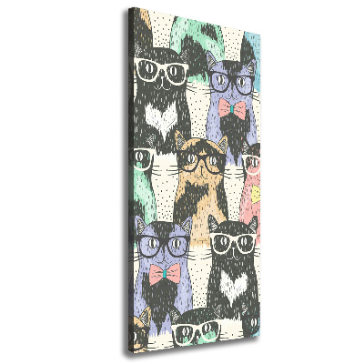 Cuadro moderno en lienzo resistente uv vertical Gatos con gafas