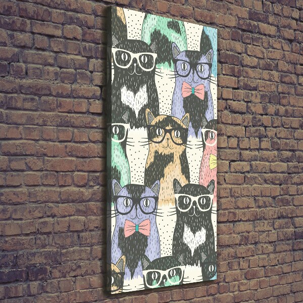 Cuadro moderno en lienzo resistente uv vertical Gatos con gafas