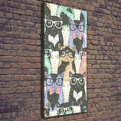 Cuadro moderno en lienzo resistente uv vertical Gatos con gafas