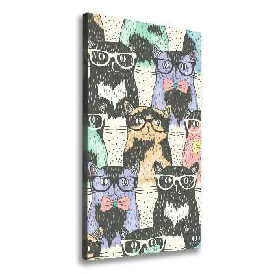 Cuadro moderno en lienzo resistente uv vertical Gatos con gafas