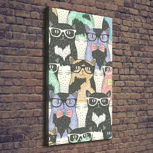 Cuadro moderno en lienzo resistente uv vertical Gatos con gafas
