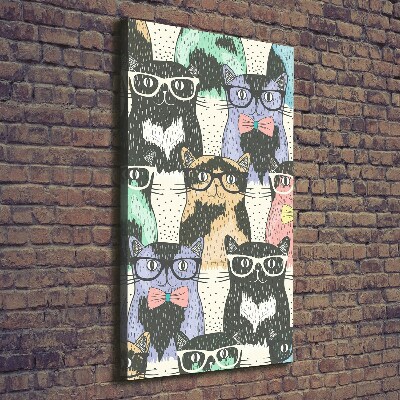 Cuadro moderno en lienzo resistente uv vertical Gatos con gafas
