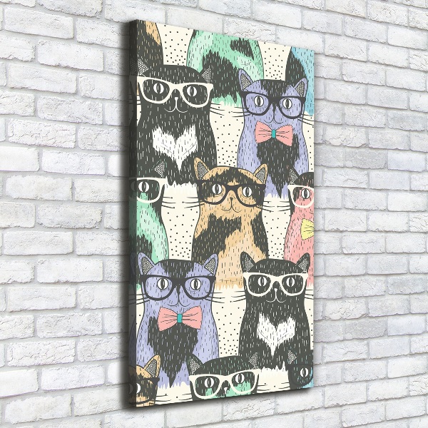 Cuadro moderno en lienzo resistente uv vertical Gatos con gafas