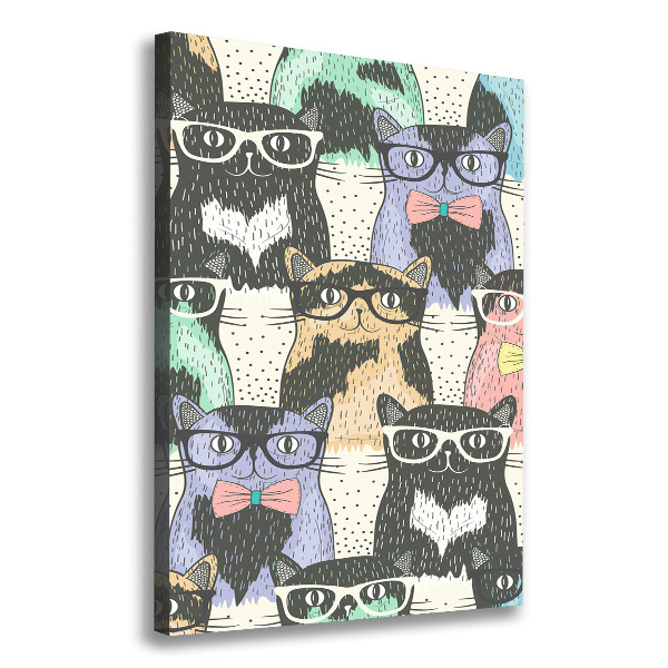 Cuadro moderno en lienzo resistente uv vertical Gatos con gafas