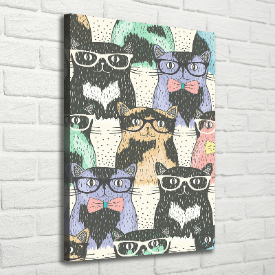 Cuadro moderno en lienzo resistente uv vertical Gatos con gafas