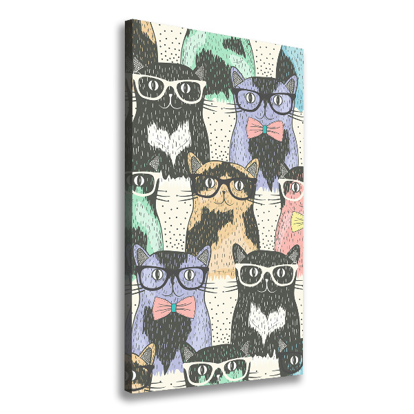 Cuadro moderno en lienzo resistente uv vertical Gatos con gafas