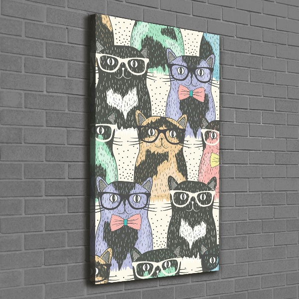 Cuadro moderno en lienzo resistente uv vertical Gatos con gafas