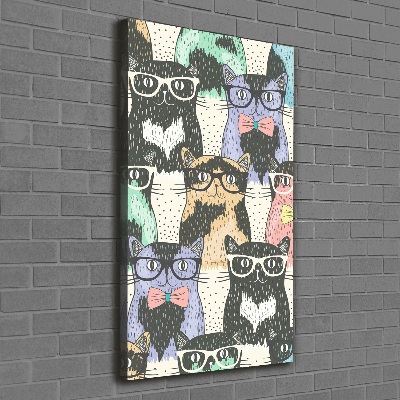 Cuadro moderno en lienzo resistente uv vertical Gatos con gafas