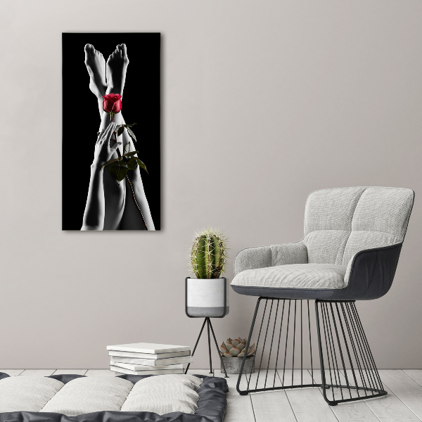 Cuadro moderno en lienzo resistente uv vertical Rosa y pies