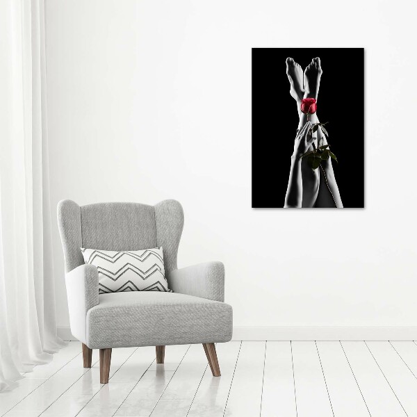 Cuadro moderno en lienzo resistente uv vertical Rosa y pies