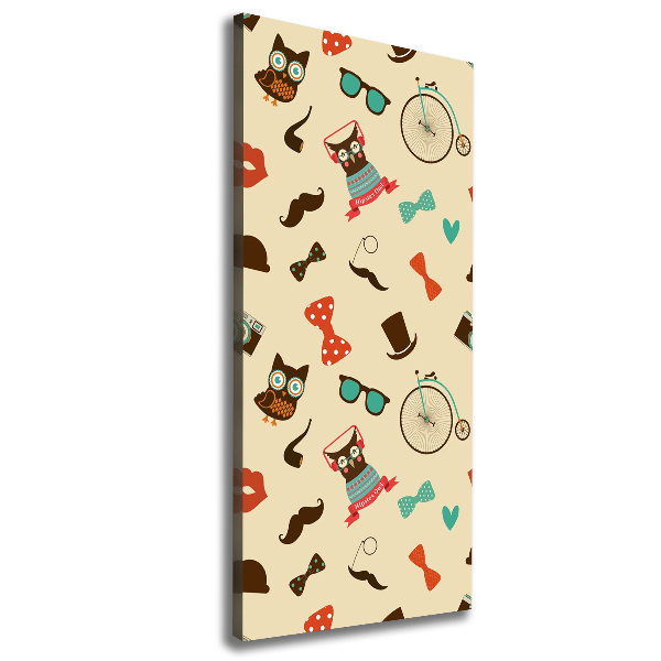 Cuadro canvas decorativo para salón vertical Gafas de bicicleta con forma de búho