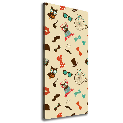 Cuadro canvas decorativo para salón vertical Gafas de bicicleta con forma de búho