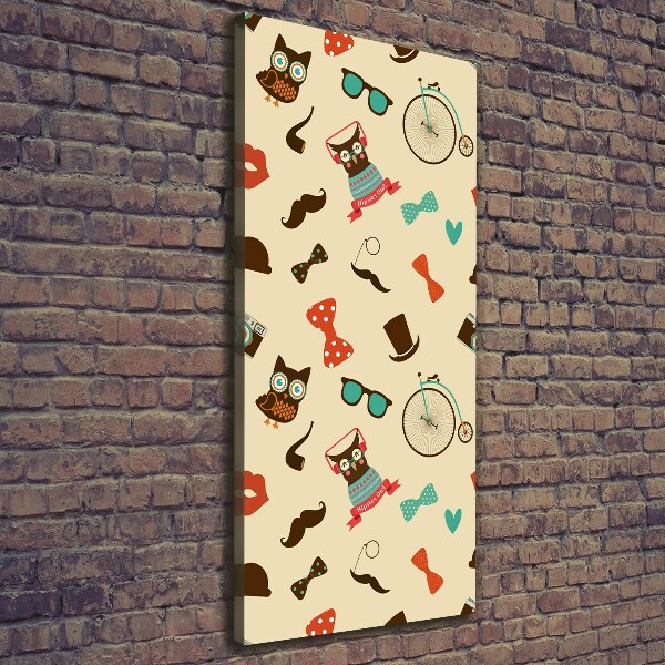 Cuadro canvas decorativo para salón vertical Gafas de bicicleta con forma de búho