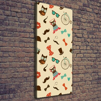 Cuadro canvas decorativo para salón vertical Gafas de bicicleta con forma de búho