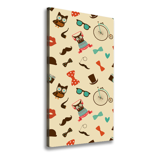 Cuadro canvas decorativo para salón vertical Gafas de bicicleta con forma de búho