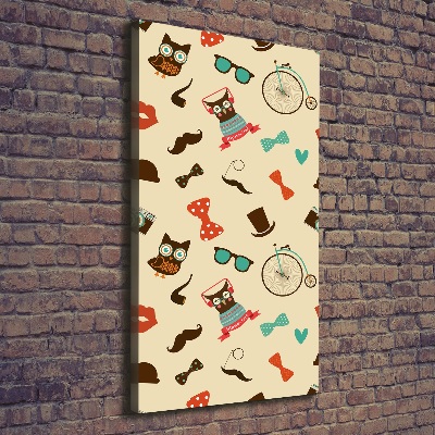 Cuadro canvas decorativo para salón vertical Gafas de bicicleta con forma de búho