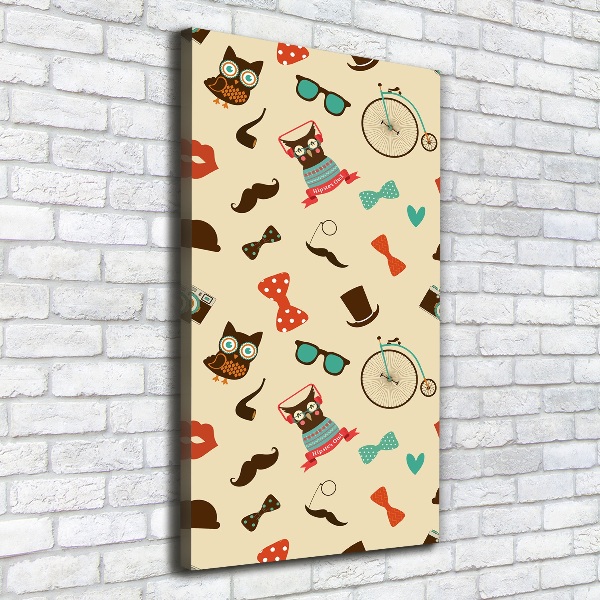 Cuadro canvas decorativo para salón vertical Gafas de bicicleta con forma de búho