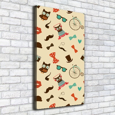 Cuadro canvas decorativo para salón vertical Gafas de bicicleta con forma de búho