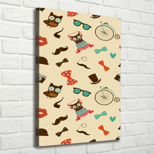 Cuadro canvas decorativo para salón vertical Gafas de bicicleta con forma de búho