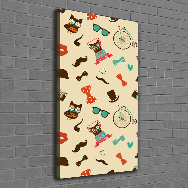 Cuadro canvas decorativo para salón vertical Gafas de bicicleta con forma de búho