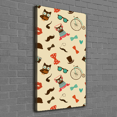 Cuadro canvas decorativo para salón vertical Gafas de bicicleta con forma de búho