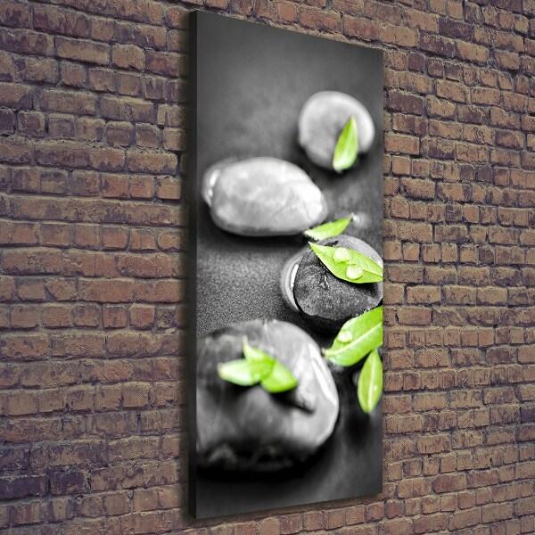 Fotografía en lienzo vertical Hojas de piedras zen