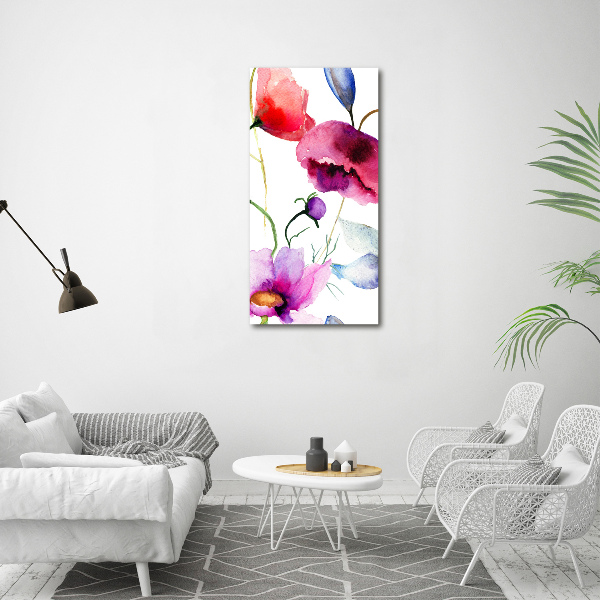 Fotografía en lienzo vertical Amapolas