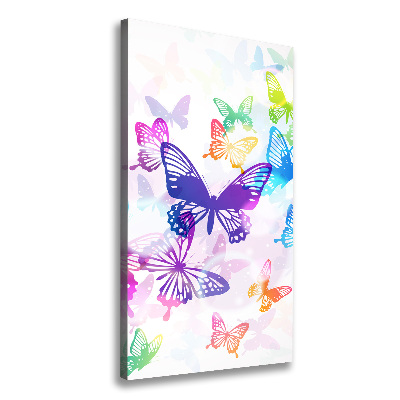 Cuadro canvas decorativo para salón vertical mariposas coloridas