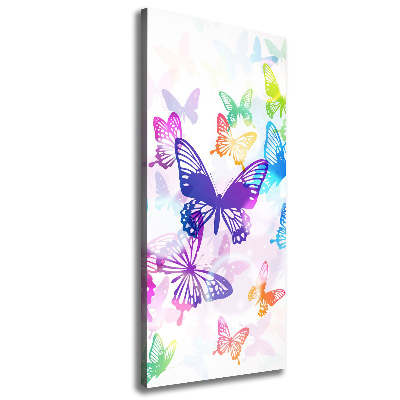 Cuadro canvas decorativo para salón vertical mariposas coloridas